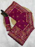 Premium Rani Pink Embroidered Festive saree with Colorful Traditional Motifs & Detailed Border Work