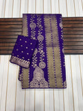 Majestic PURPLE Banarasi Silk Saree with Intricate Meenakari-Style Zari Weaving