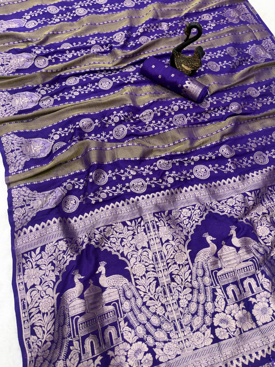 Majestic PURPLE Banarasi Silk Saree with Intricate Meenakari-Style Zari Weaving