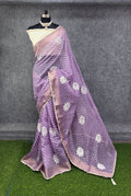 Elegant  Zigzag Designer Saree with Floral Buti Work - PURPLE & SILVER