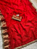 Trending Real Ghungroo Tissu Silk Saree with Designer Pallu-RED