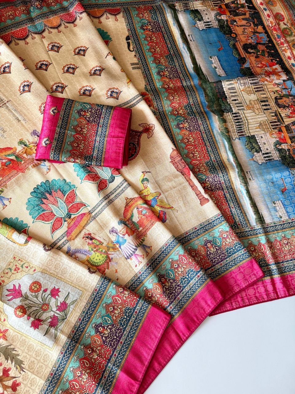 Royal Heritage Digital Print Saree - PINK