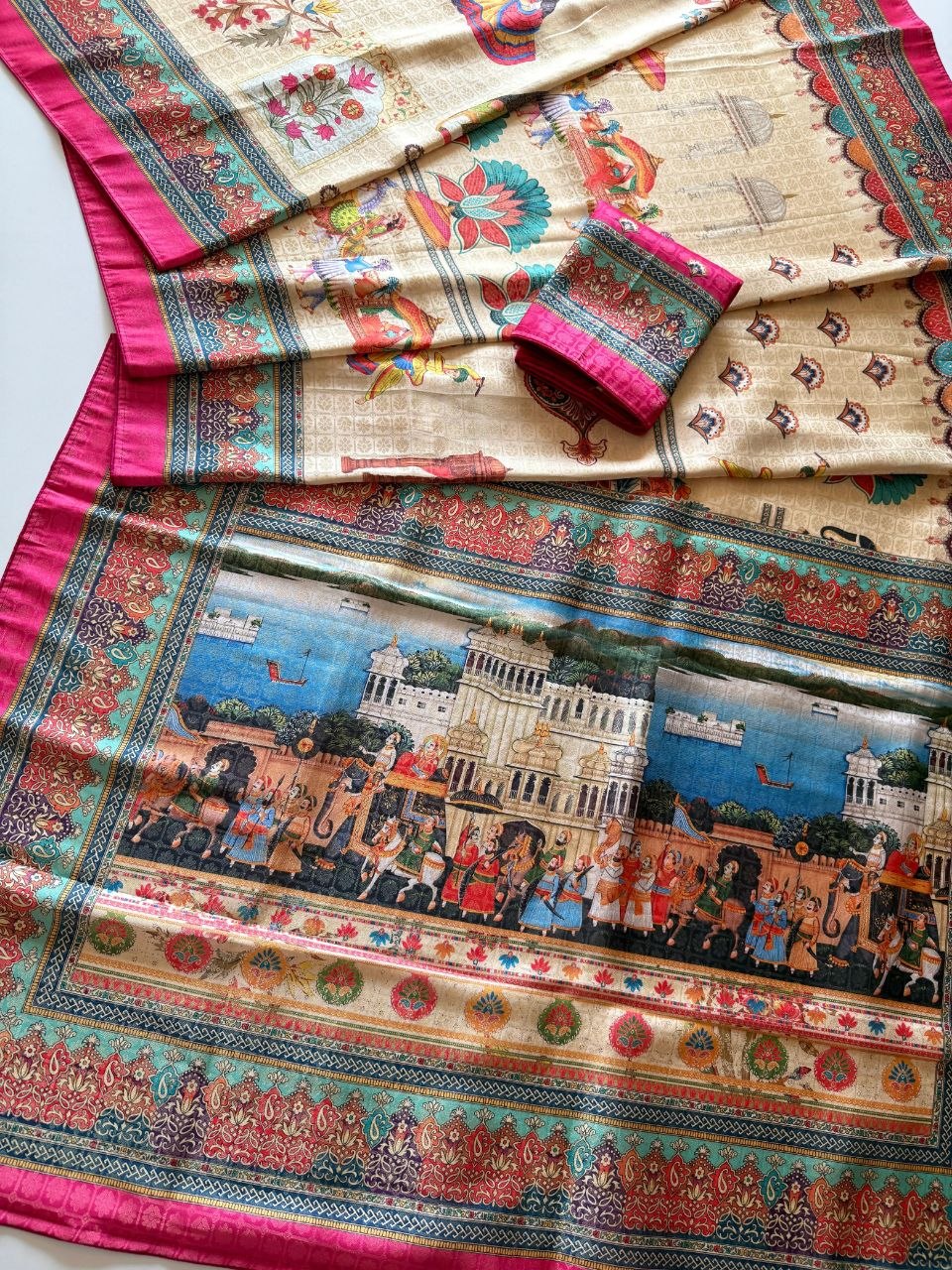 Royal Heritage Digital Print Saree - PINK