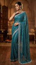 Elegant Pure Soft Net Saree with Original Beads Work & Designer Cutwork Border -RAMA