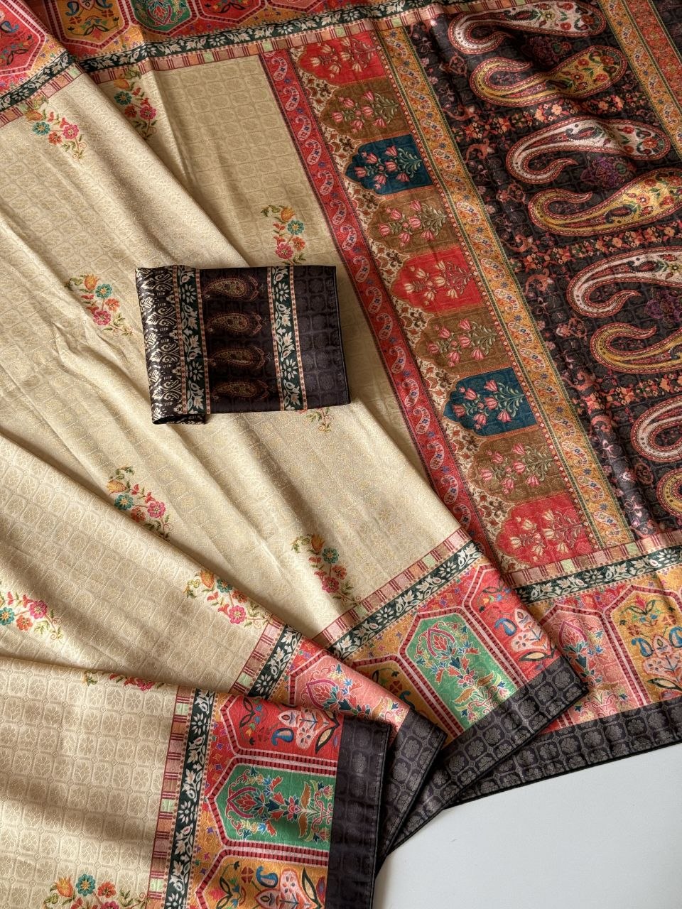 Rajwada Digital Print Saree - BLACK