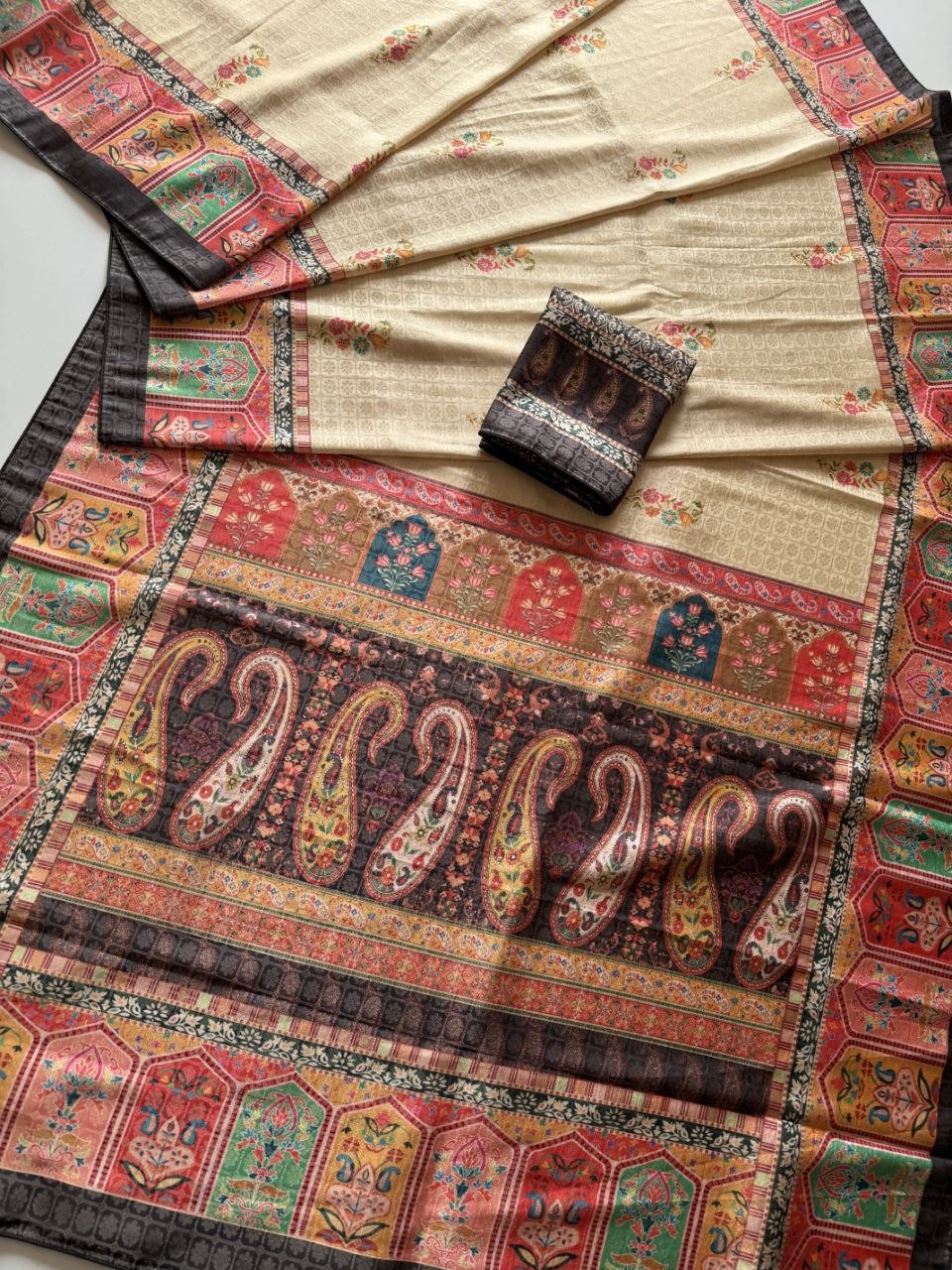 Rajwada Digital Print Saree - BLACK