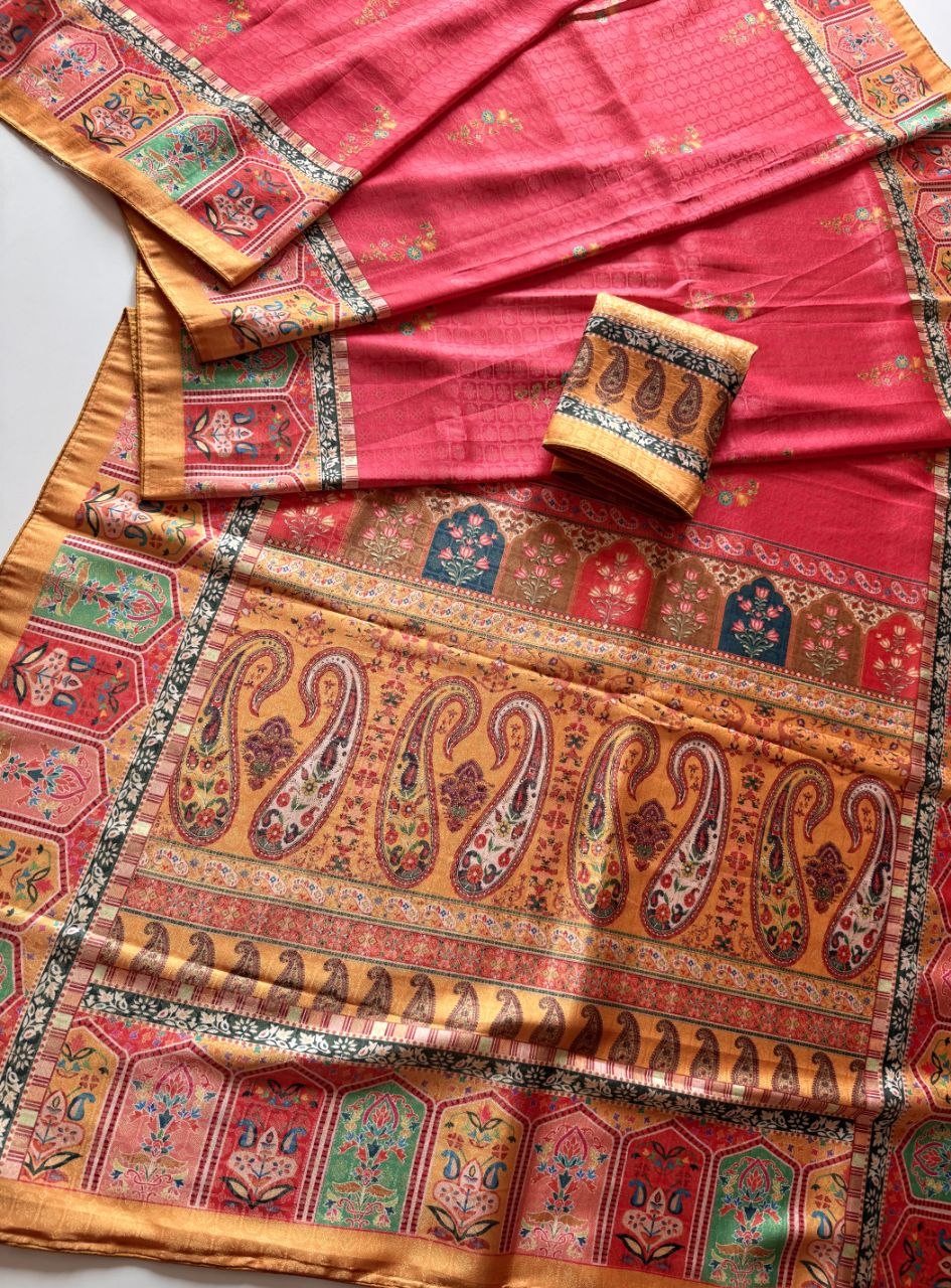 Rajwada Digital Print Saree - PINK