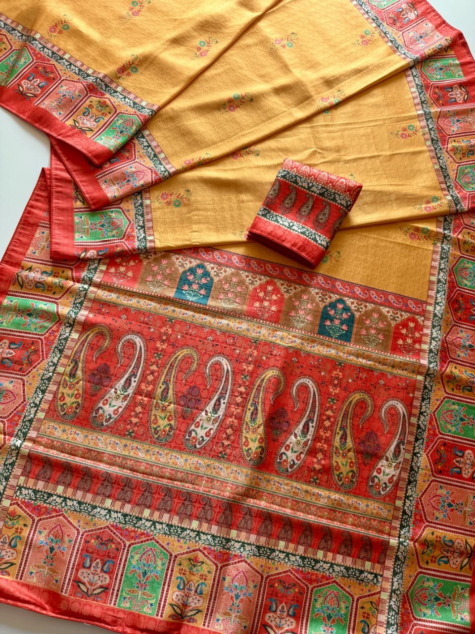 Rajwada Digital Print Saree - YELLOW