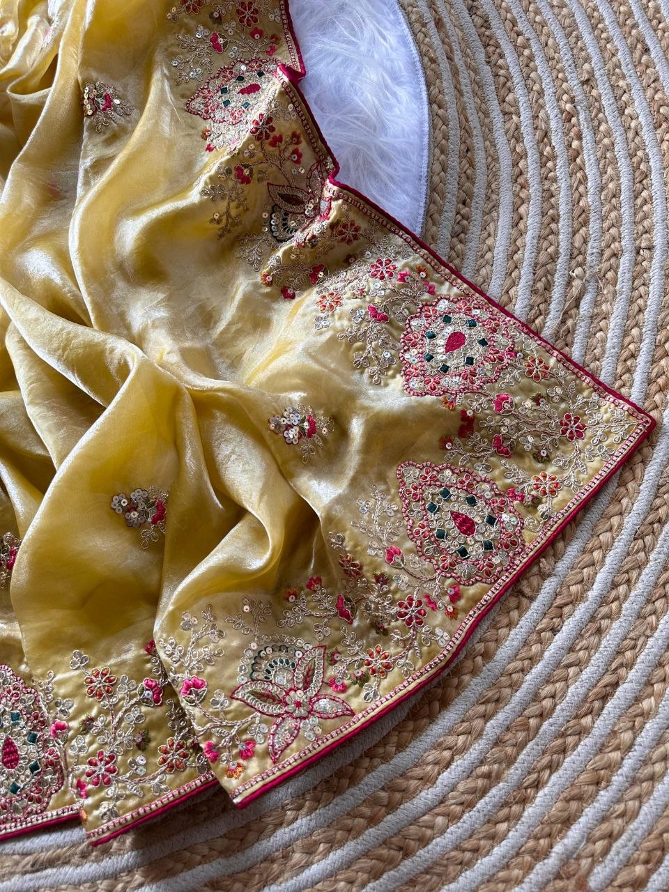 Royal Golden Fandy Silk Saree - YELLOW