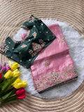 Royal Golden Fandy Silk Saree - PINK
