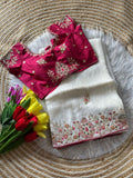 Royal Golden Fandy Silk Saree - WHITE