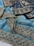 Zarmina Royale Satin Saree-  SKY BLUE