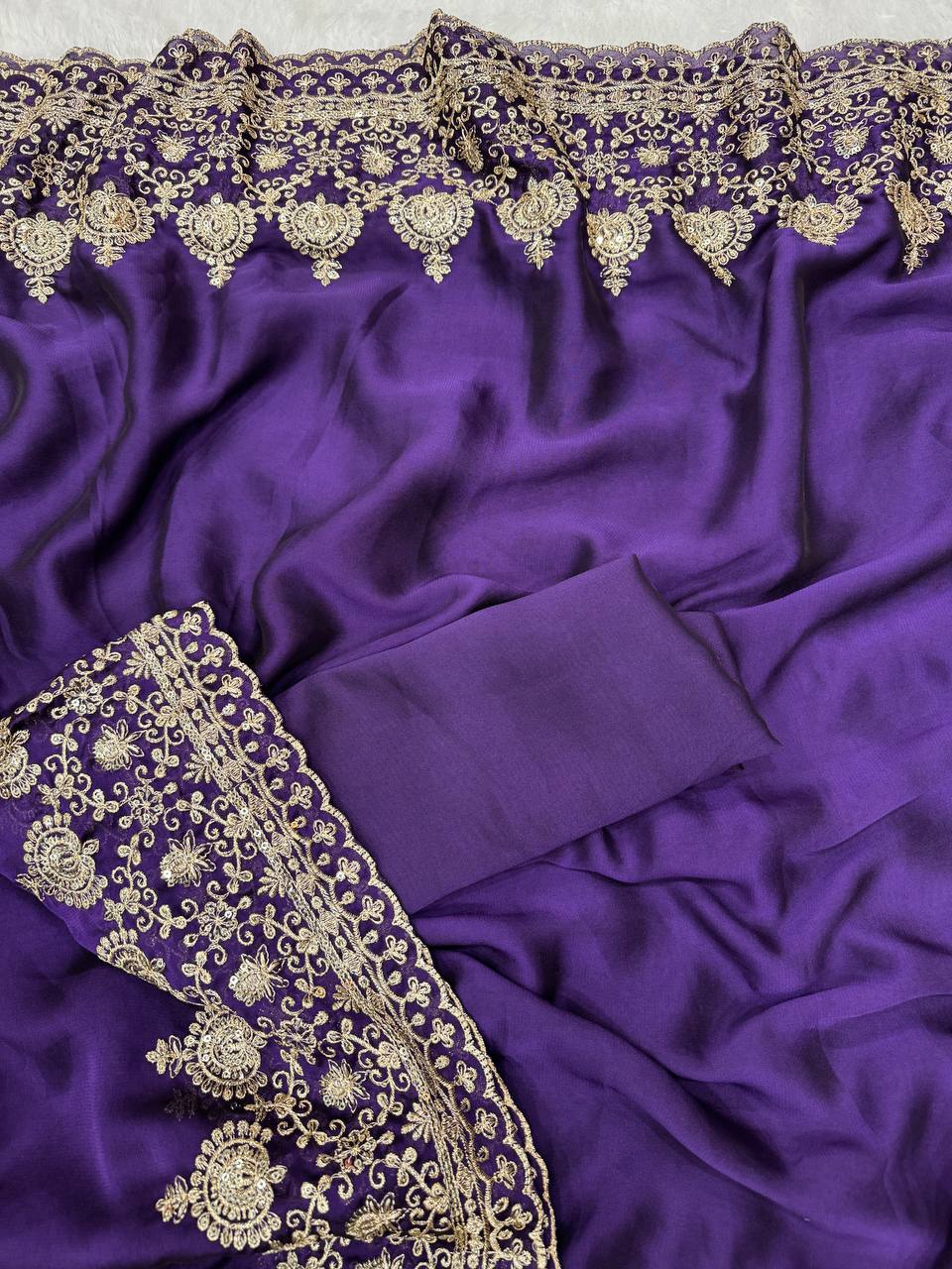 Zarmina Royale Rangoli Saree - PURPLE