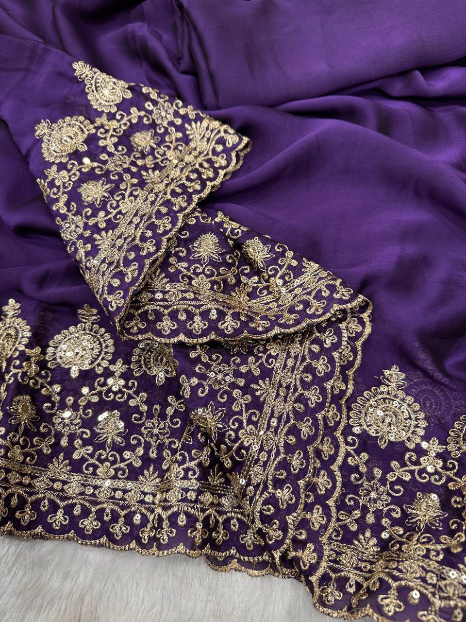 Zarmina Royale Rangoli Saree - PURPLE