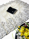 Floral Grace Premium Crunchy Fabric Saree With Rich Thread Embroidery & Designer Pallu
