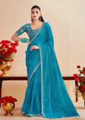 Premium Georgette Bandhani Print Saree with Sequin Embroidery Border & Heavy Designer Blouse - SKY