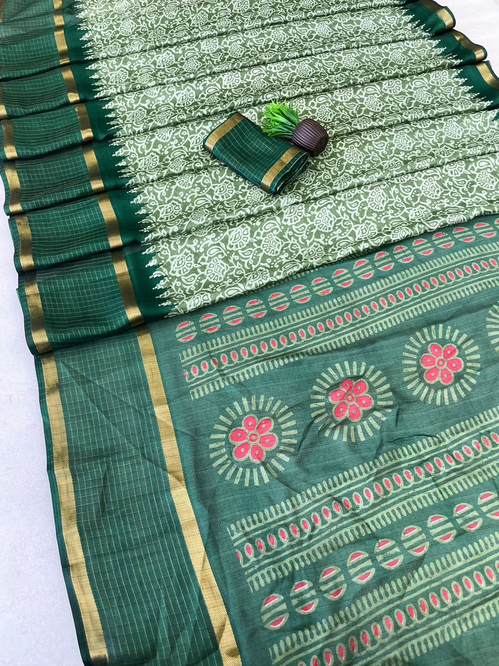 Premium Myrox Bentex Designer Saree - GREEN