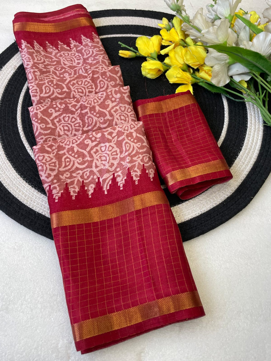Premium Myrox Bentex Designer Saree - RED