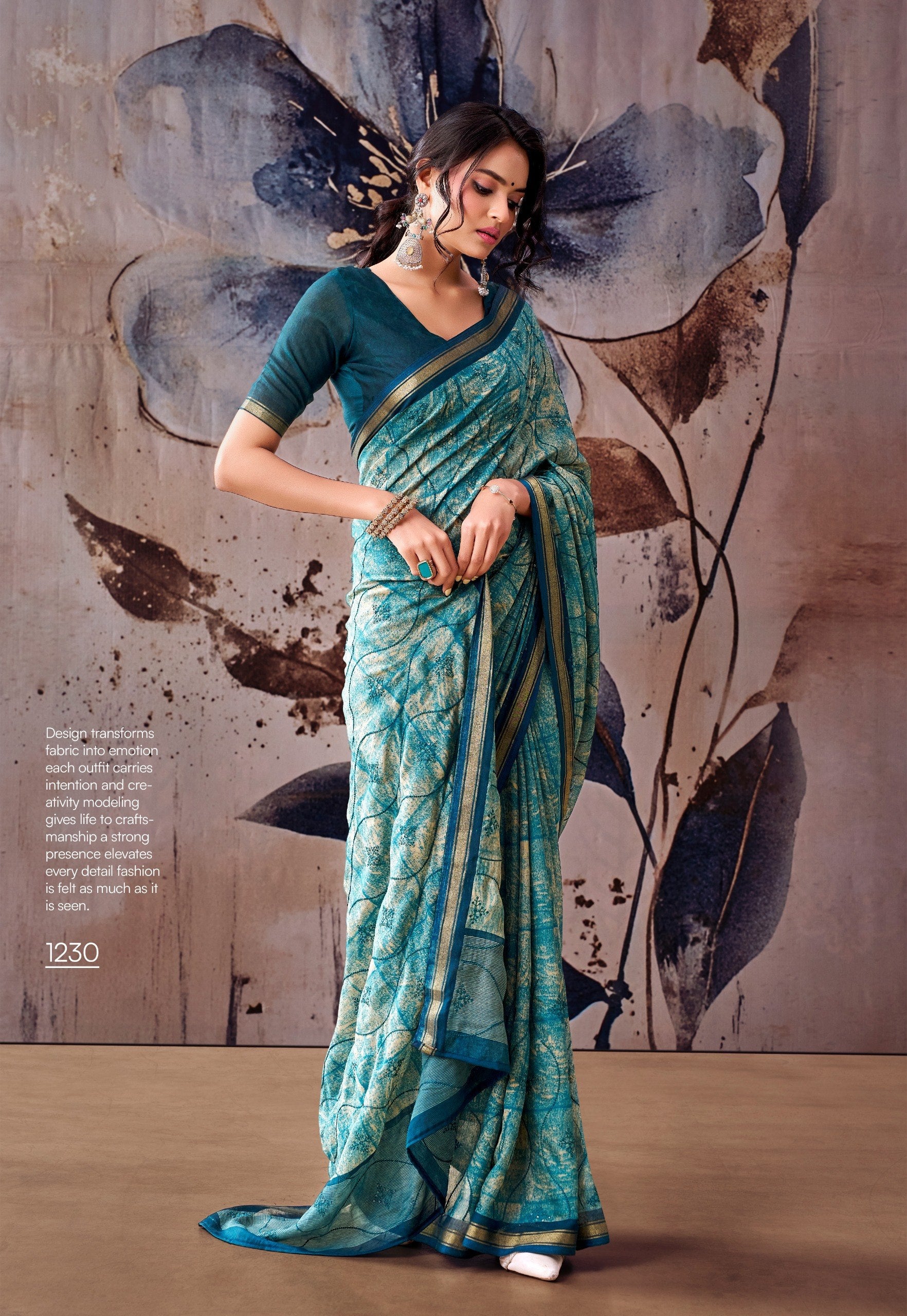 Elegant Floral Designer Saree - RAMA