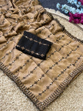 Elegant Beige & Black Embroidered Saree with Designer Blouse