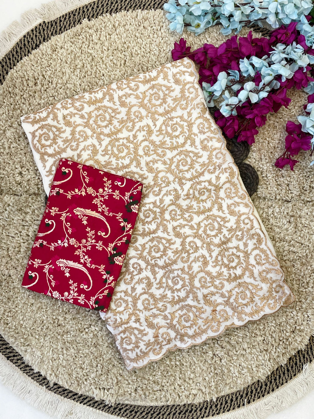 Royal Elegance Premium Crunchy Fabric Saree With Zari Embroidery Border & Designer Woven Blouse