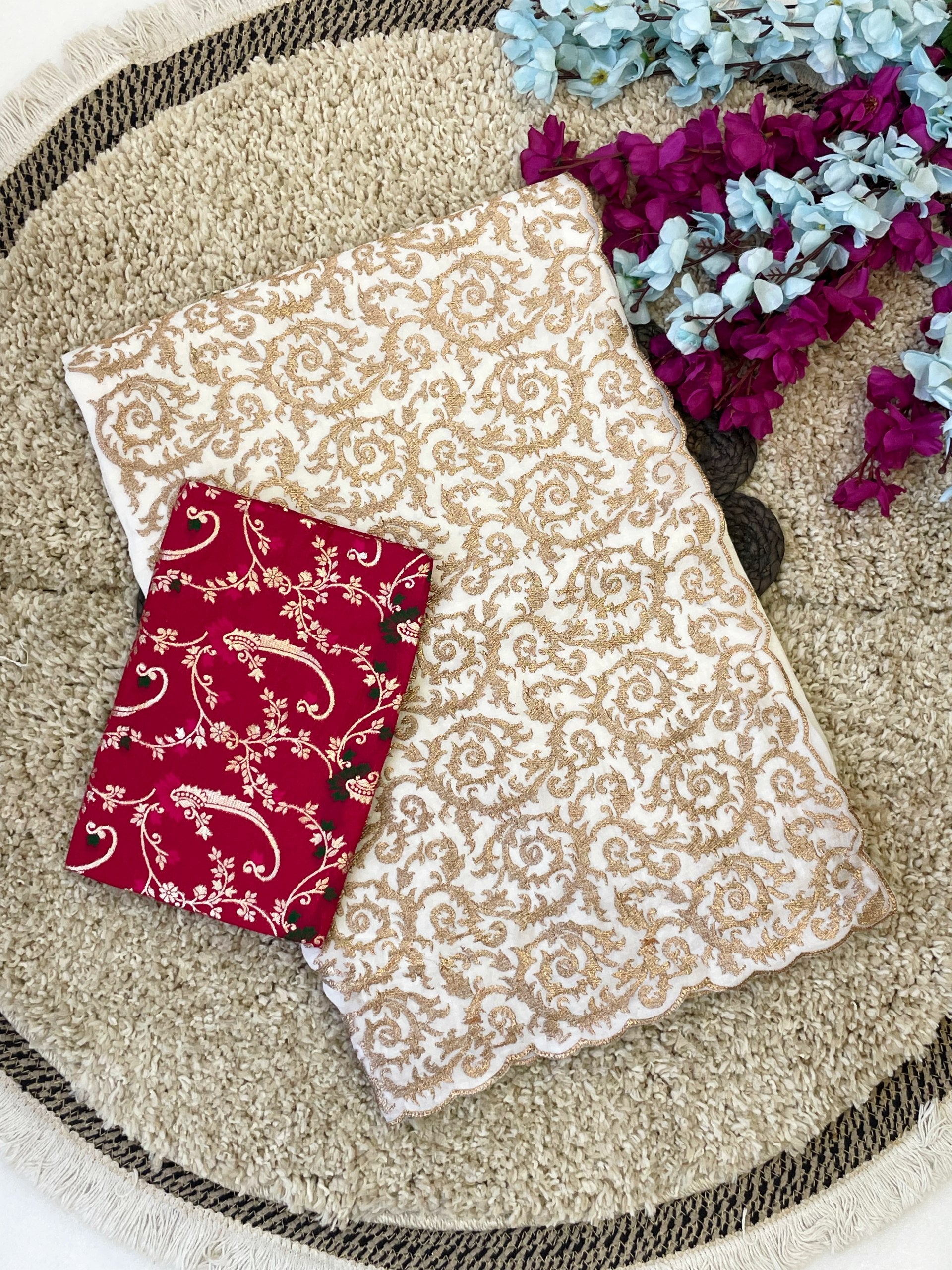 Royal Elegance Premium Crunchy Fabric Saree With Zari Embroidery Border & Designer Woven Blouse