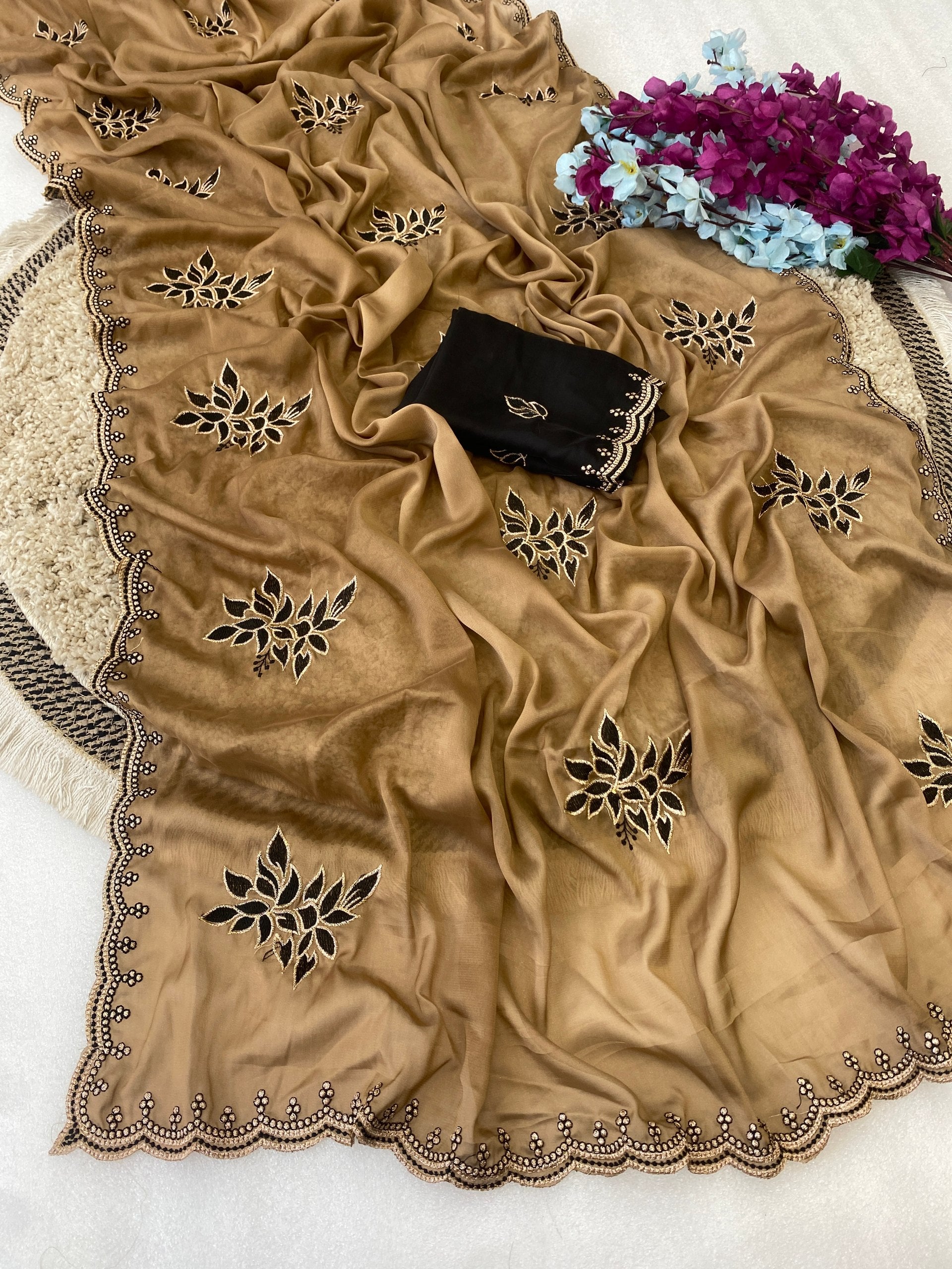 Padmashree Floral Rangoli Saree - YELLOW