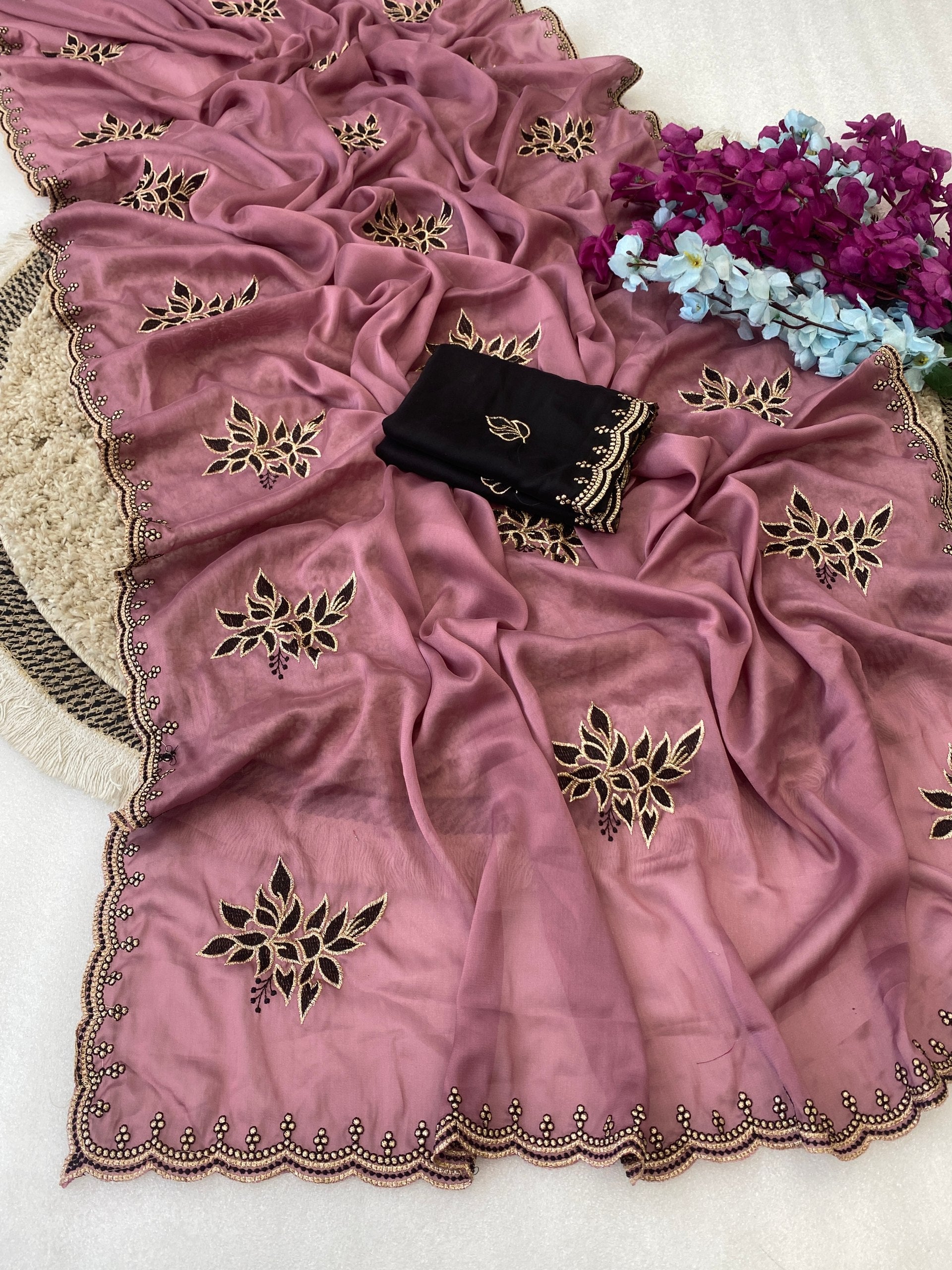 Padmashree Floral Rangoli Saree - PINK