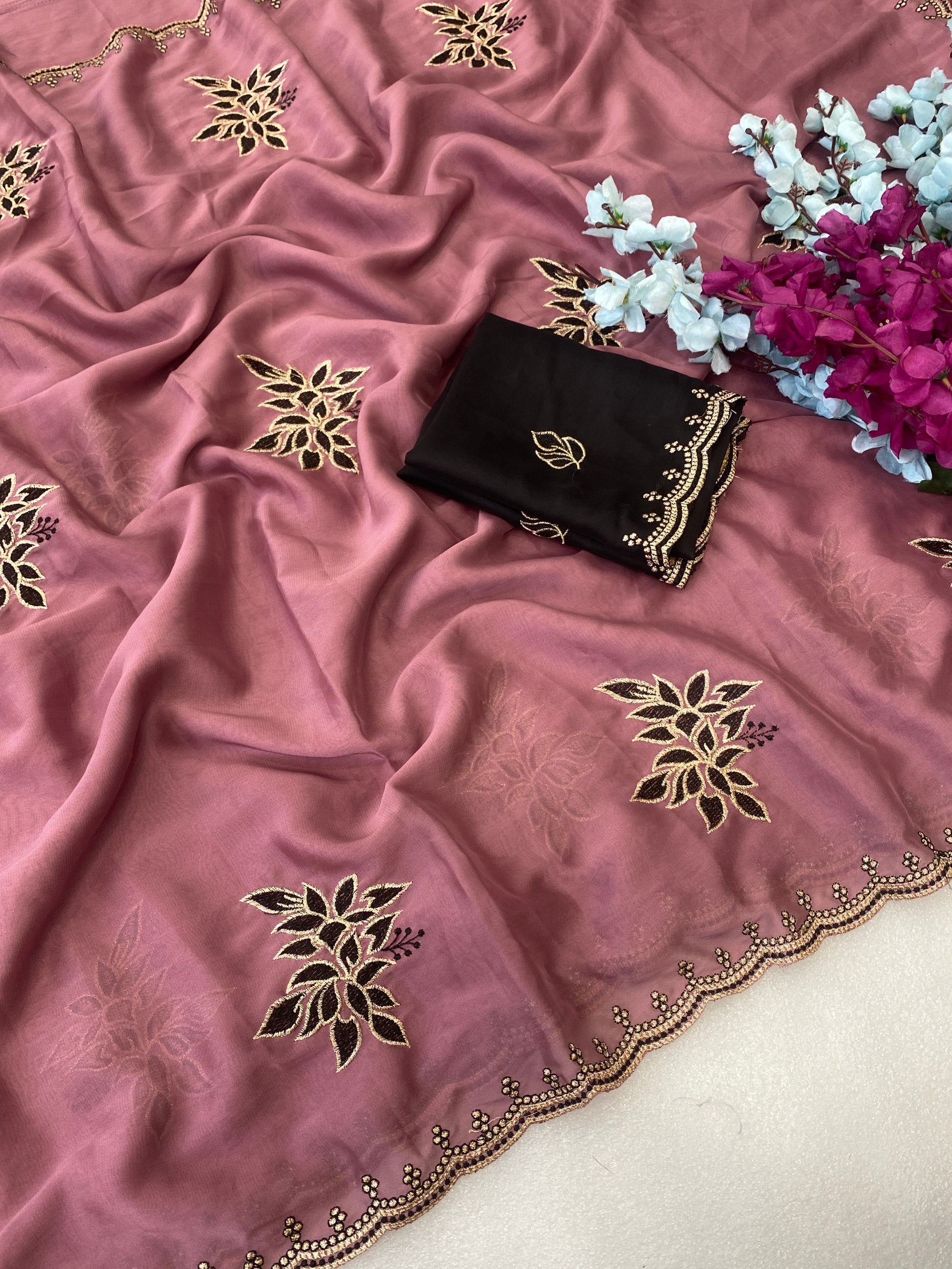 Padmashree Floral Rangoli Saree - PINK