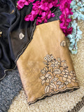 Elegance Premium Rangoli Silk Saree with Floral Zari Embroidery & Designer Blouse - GOLD YELLOW