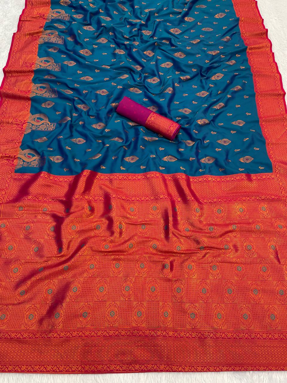 Demesne  Soft Banarasi Silk Saree With Effervescent Blouse Piece