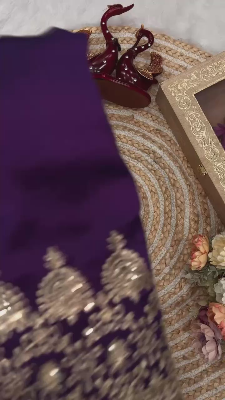 Zarmina Royale Rangoli Saree - PURPLE